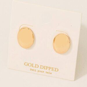 GOLD DIPPED OVAL STUD EARRINGS